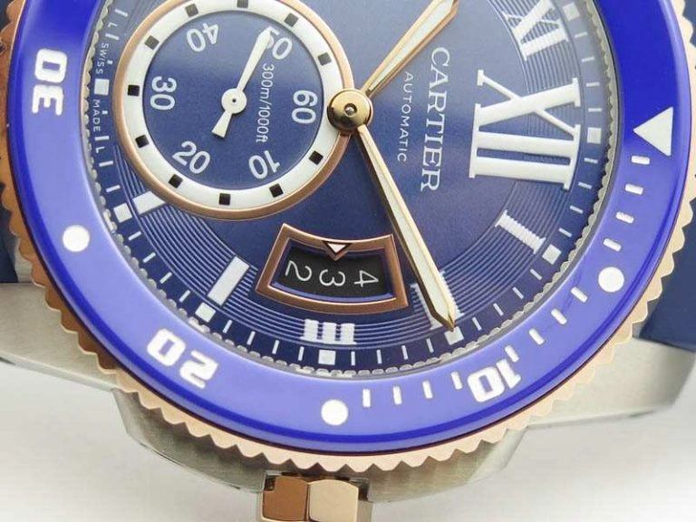 Calibre De Cartier Diver SS RG Blue JJF 1:1 Best Edition On Blue Rubber Strap A23J Contemporary 6283