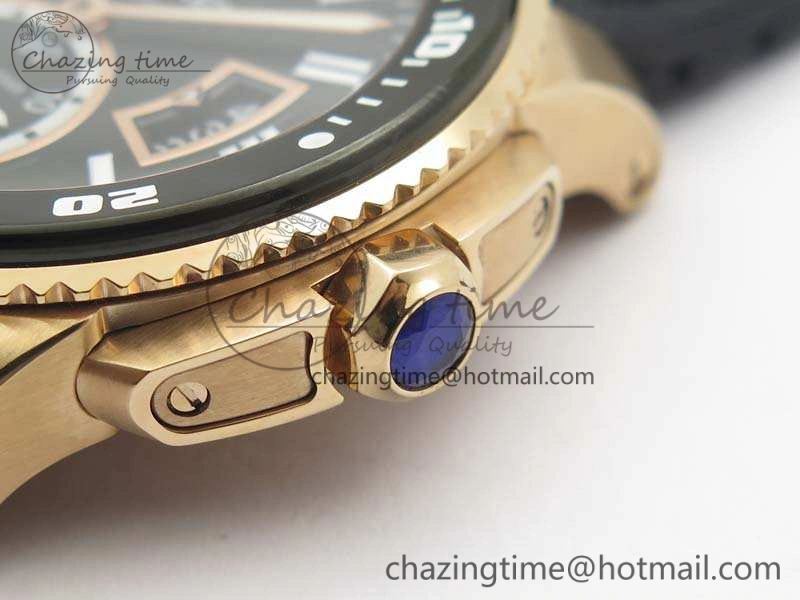 Calibre De Cartier Diver TF 1:1 Best Edition RG Black Dial On Nylon Black Rubber Strap A23J Neat 6278