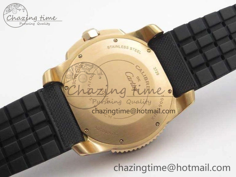 Calibre De Cartier Diver TF 1:1 Best Edition RG Black Dial On Nylon Black Rubber Strap A23J Neat 6278