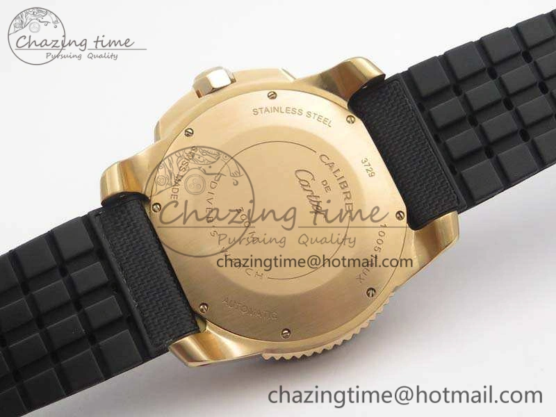 Calibre De Cartier Diver TF 1:1 Best Edition RG Black Dial On Nylon Black Rubber Strap A23J Neat 6278