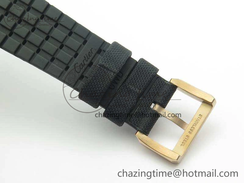 Calibre De Cartier Diver TF 1:1 Best Edition RG Black Dial On Nylon Black Rubber Strap A23J Neat 6278