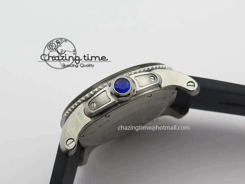 Calibre De Cartier Diver TF 1:1 Best Edition SS Black Dial On Black Rubber Strap A23J TravelReady 6323