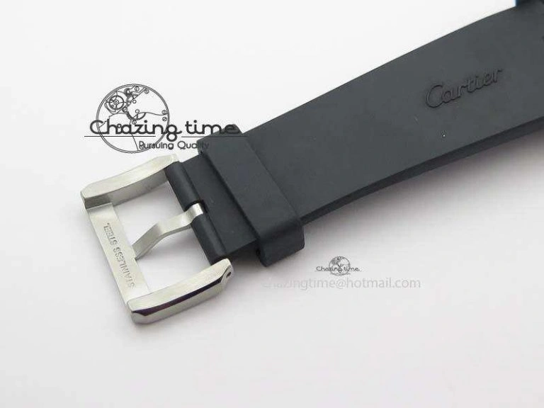 Calibre De Cartier Diver TF 1:1 Best Edition SS Black Dial On Black Rubber Strap A23J TravelReady 6323