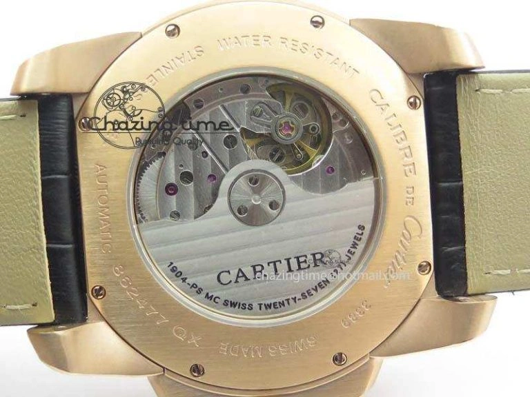 Trendy Calibre De Cartier RG JF Best Edition White Dial On Black Leather Strap A23J 6316