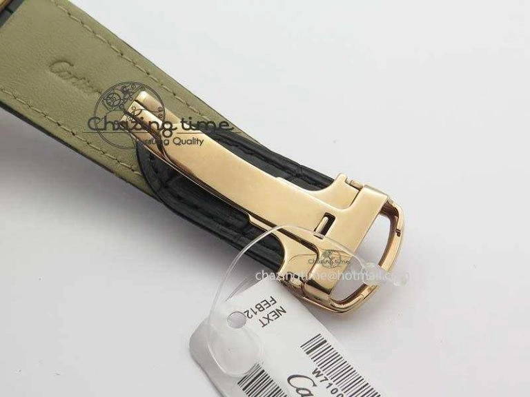 Trendy Calibre De Cartier RG JF Best Edition White Dial On Black Leather Strap A23J 6316