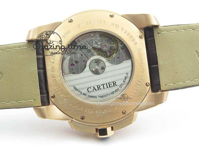 Modern Calibre De Cartier RG JF Best Edition White Dial On Brown Leather Strap A23J 6315