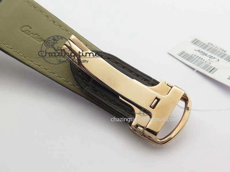 Modern Calibre De Cartier RG JF Best Edition White Dial On Brown Leather Strap A23J 6315