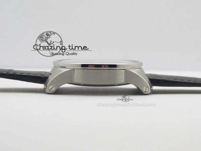 Calibre De Cartier SS JF Best Edition White Dial On Black Leather Strap A23J NewStyle 6313