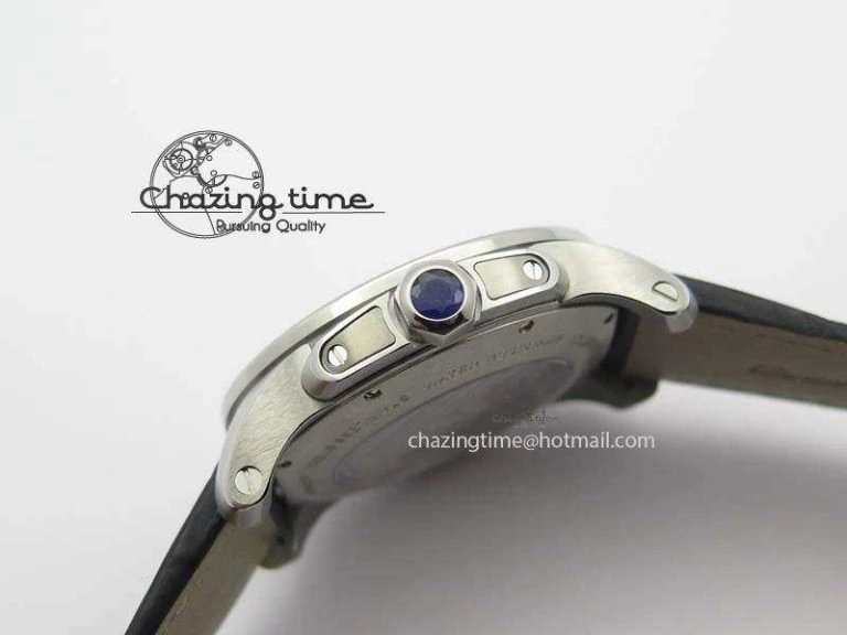 Calibre De Cartier SS JF Best Edition White Dial On Black Leather Strap A23J NewStyle 6313