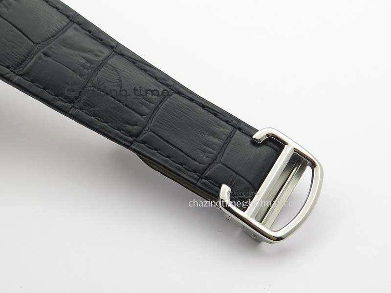 Calibre De Cartier SS JF Best Edition White Dial On Black Leather Strap A23J NewStyle 6313