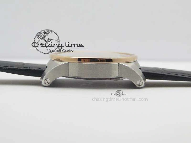 Premium Calibre De Cartier SS RG JF Best Edition Black Dial On Black Leather Strap A23J 6311