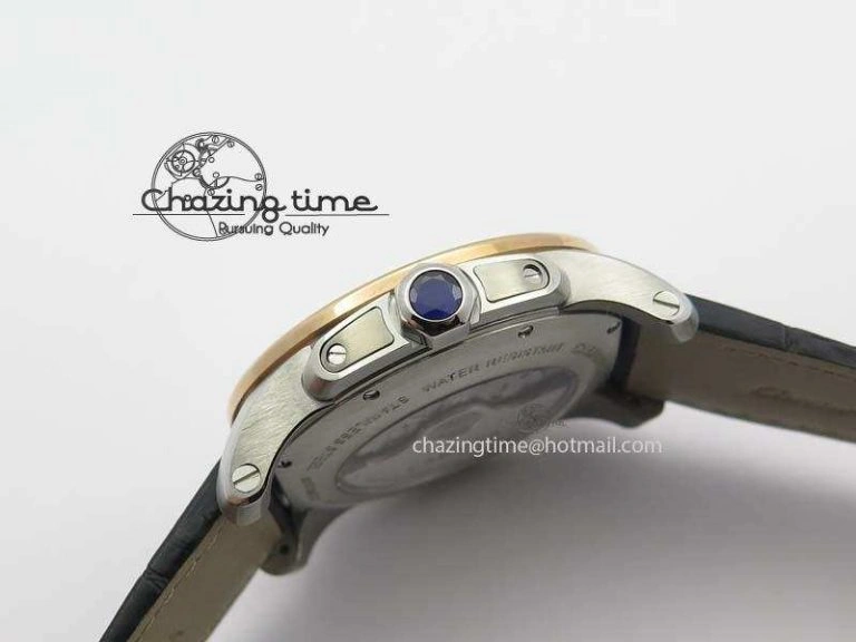 Premium Calibre De Cartier SS RG JF Best Edition Black Dial On Black Leather Strap A23J 6311