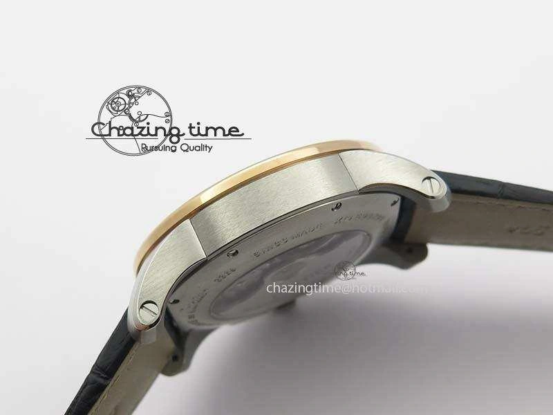 Calibre De Cartier SS RG JF Best Edition White Dial On Black Leather Strap A23J Sustainable 6310