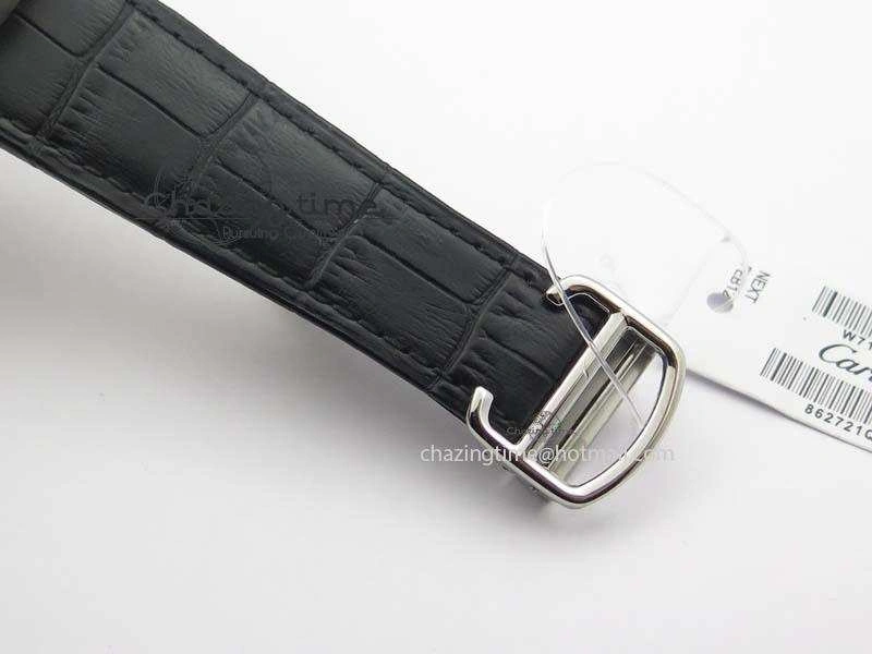 Calibre De Cartier SS RG JF Best Edition White Dial On Black Leather Strap A23J Sustainable 6310