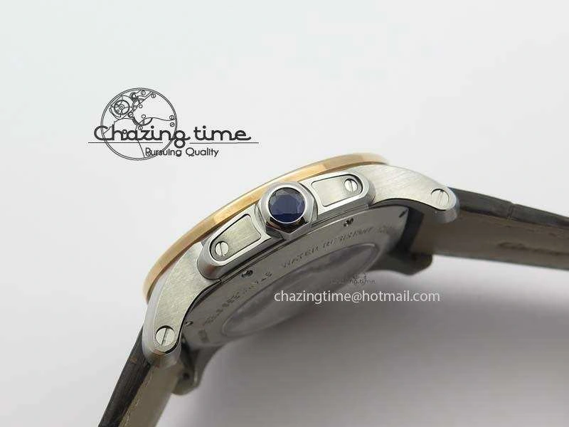 Calibre De Cartier SS RG JF Best Edition White Dial On Brown Leather Strap A23J Cozy 6312