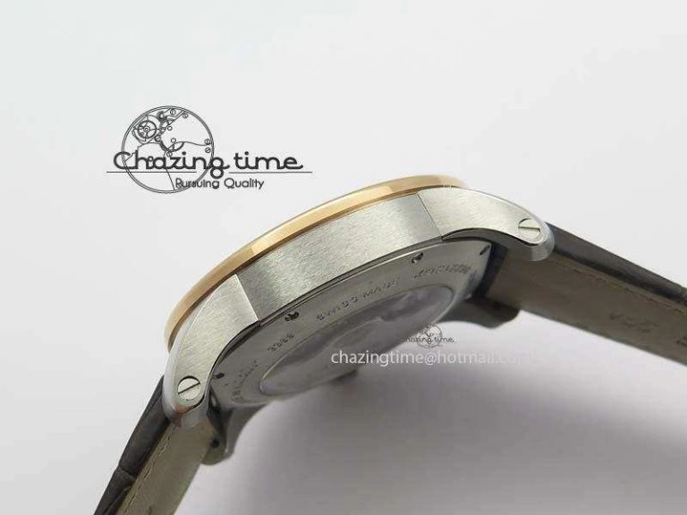 Calibre De Cartier SS RG JF Best Edition White Dial On Brown Leather Strap A23J Cozy 6312