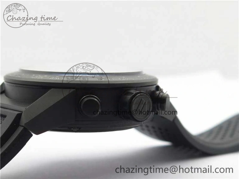 Calibre Heuer 01 Chrono 43mm Ceramic XF 1:1 Best Edition Skeleton Dial Red Hand on Black Rubber Strap A FastDry 9664
