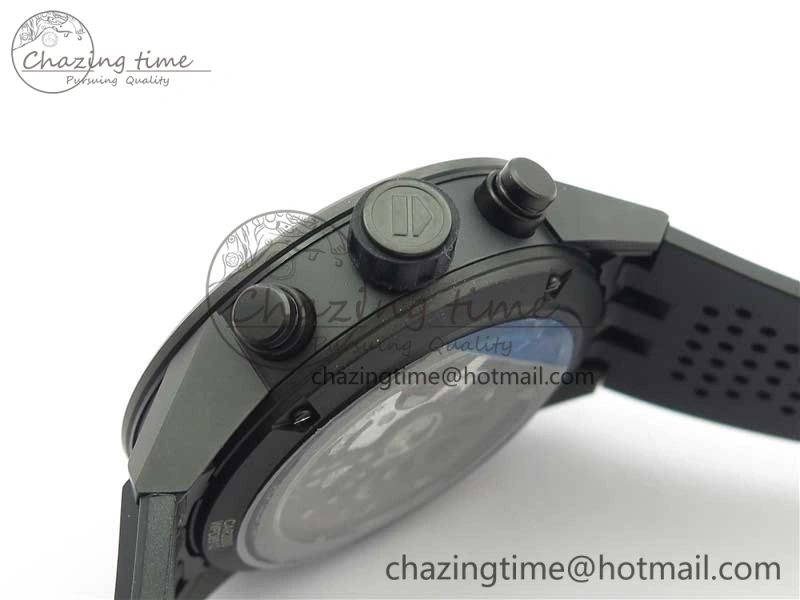 Calibre Heuer 01 Chrono 43mm Ceramic XF 1:1 Best Edition Skeleton Dial Red Hand on Black Rubber Strap A FastDry 9664