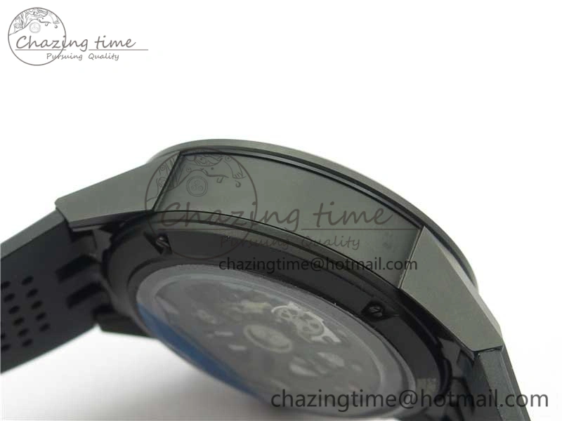 Calibre Heuer 01 Chrono 43mm Ceramic XF 1:1 Best Edition Skeleton Dial Red Hand on Black Rubber Strap A FastDry 9664