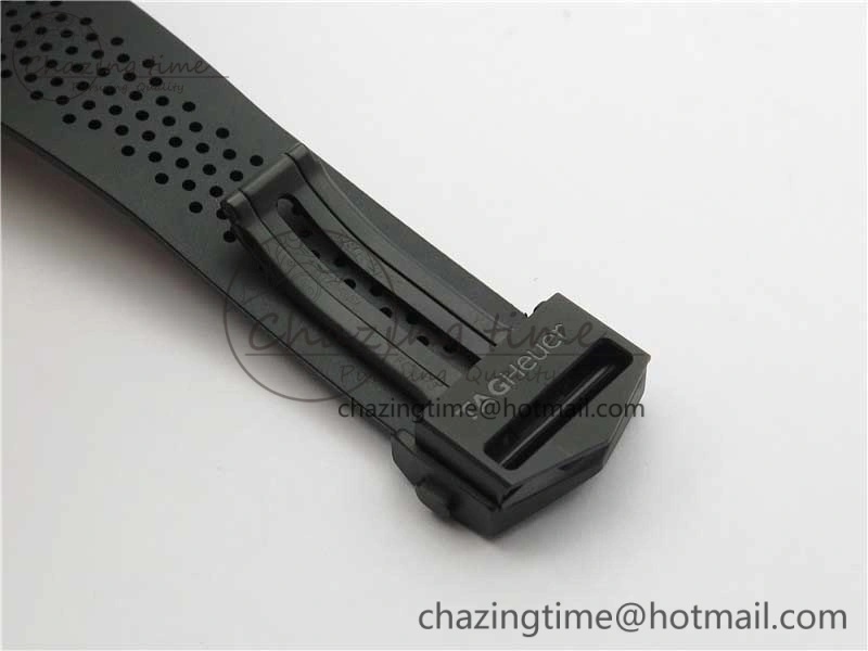 Calibre Heuer 01 Chrono 43mm Ceramic XF 1:1 Best Edition Skeleton Dial Red Hand on Black Rubber Strap A FastDry 9664