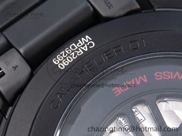 MoistureWicking Calibre Heuer 01 Chrono 43mm Ceramic XF 1:1 Best Edition Skeleton Dial Red Hand on Ceramic Bracelet A 9652
