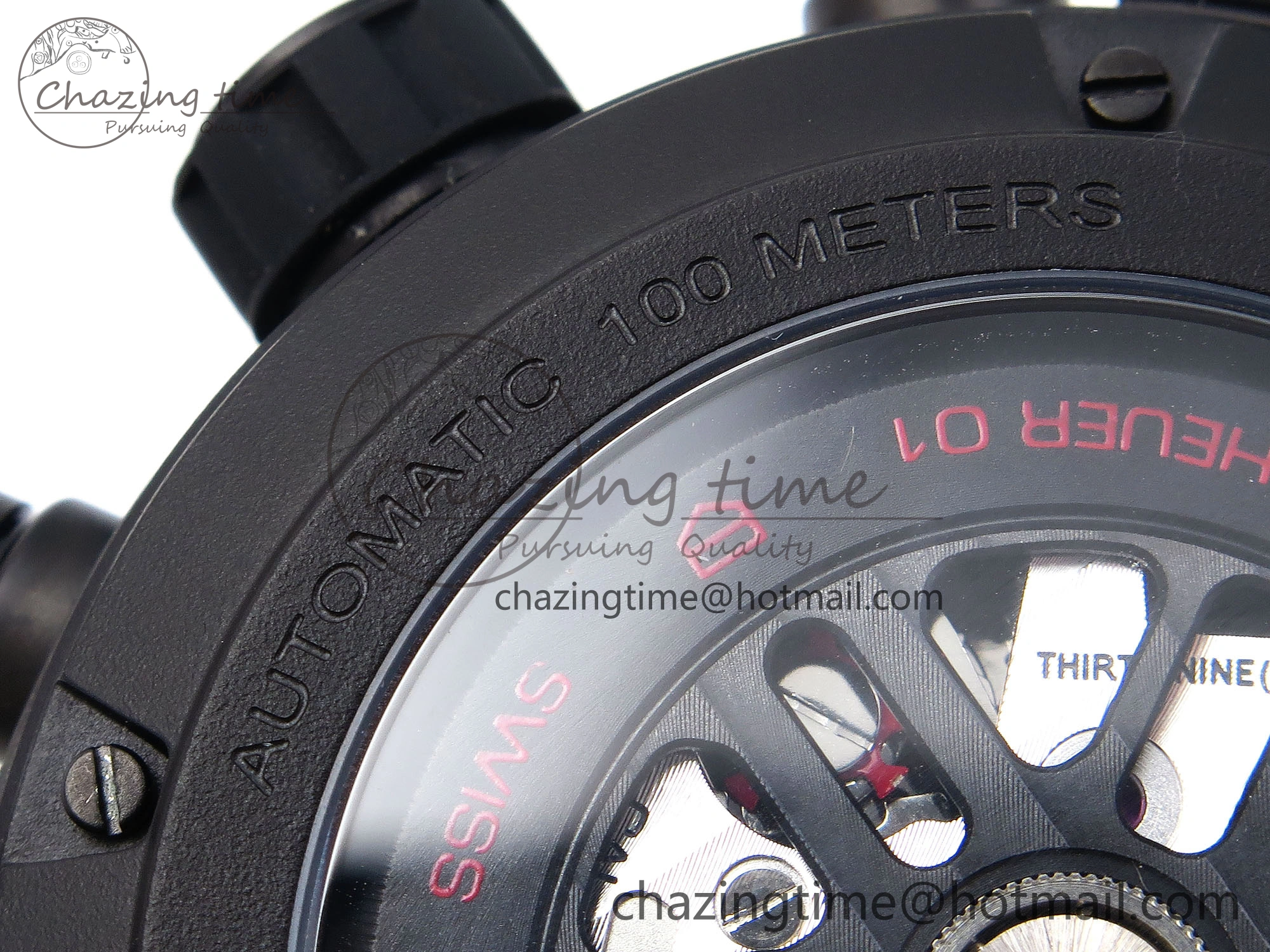 MoistureWicking Calibre Heuer 01 Chrono 43mm Ceramic XF 1:1 Best Edition Skeleton Dial Red Hand on Ceramic Bracelet A 9652