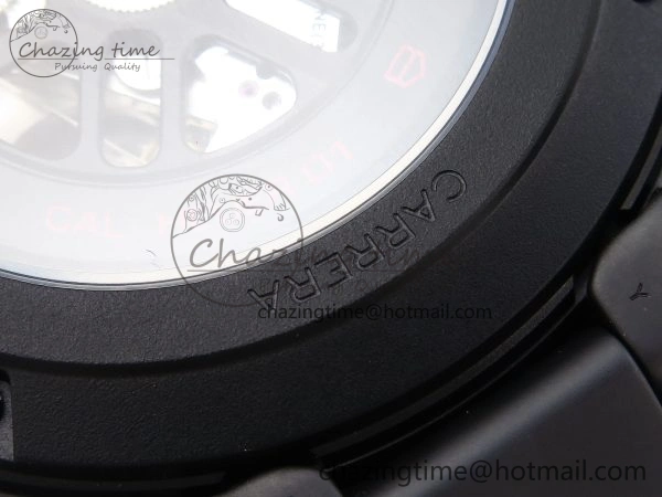 MoistureWicking Calibre Heuer 01 Chrono 43mm Ceramic XF 1:1 Best Edition Skeleton Dial Red Hand on Ceramic Bracelet A 9652
