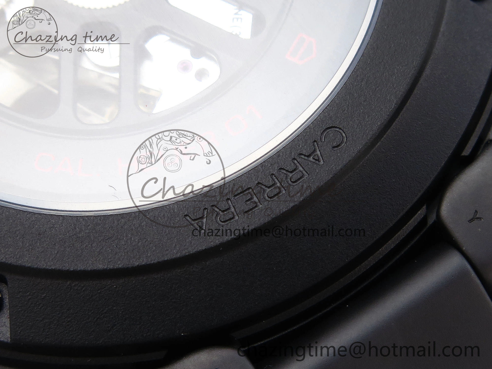 MoistureWicking Calibre Heuer 01 Chrono 43mm Ceramic XF 1:1 Best Edition Skeleton Dial Red Hand on Ceramic Bracelet A 9652