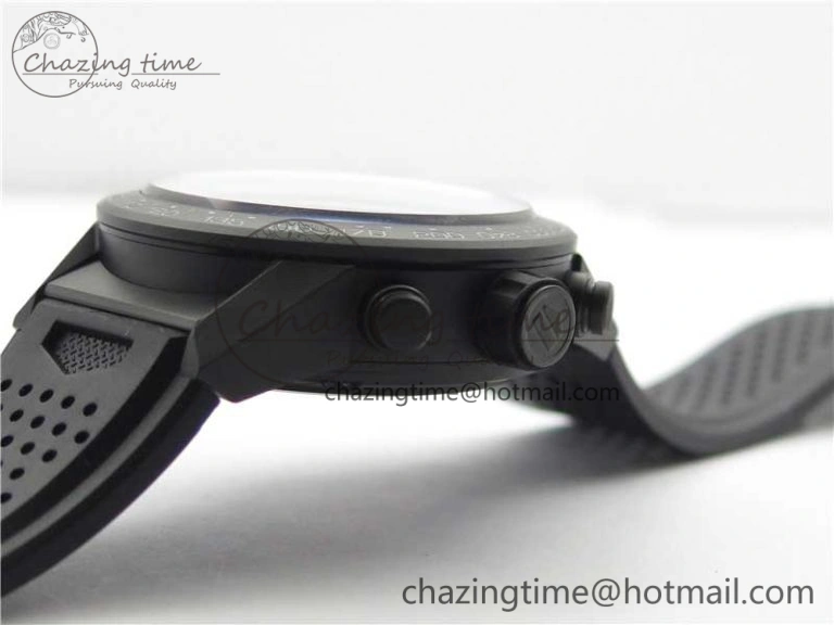 QuickDry Calibre Heuer 01 Chrono 43mm Ceramic XF 1:1 Best Edition Skeleton Dial on Black Rubber Strap A 9678