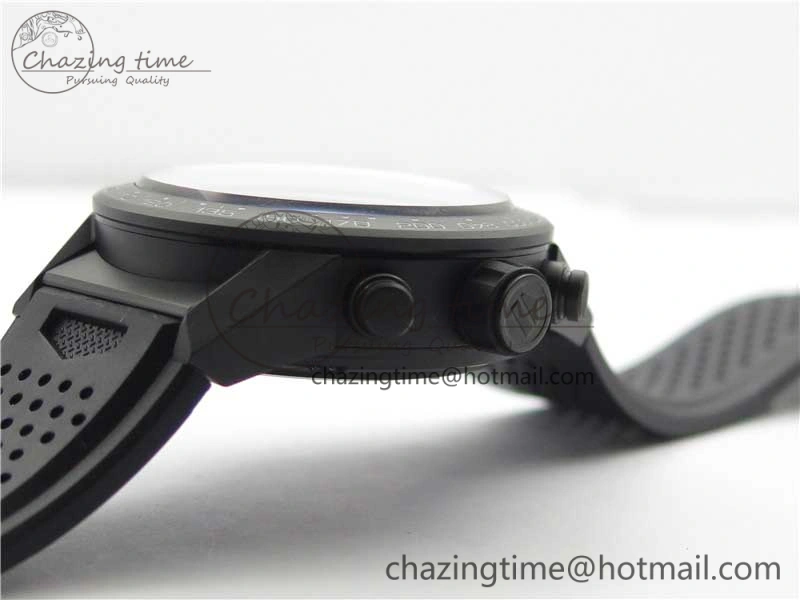 QuickDry Calibre Heuer 01 Chrono 43mm Ceramic XF 1:1 Best Edition Skeleton Dial on Black Rubber Strap A 9678