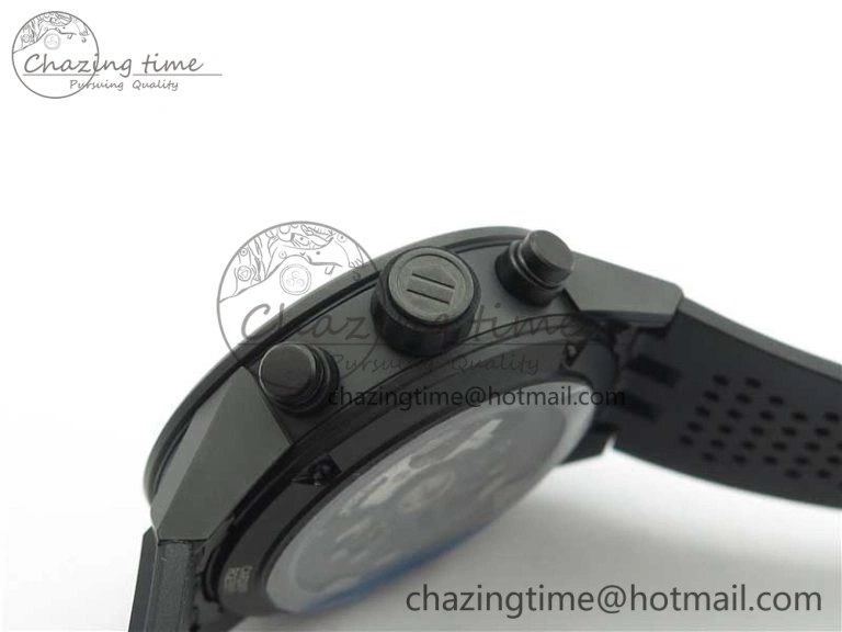 QuickDry Calibre Heuer 01 Chrono 43mm Ceramic XF 1:1 Best Edition Skeleton Dial on Black Rubber Strap A 9678