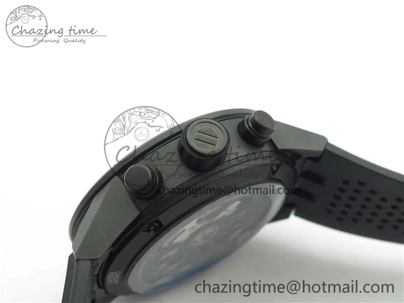 QuickDry Calibre Heuer 01 Chrono 43mm Ceramic XF 1:1 Best Edition Skeleton Dial on Black Rubber Strap A 9678