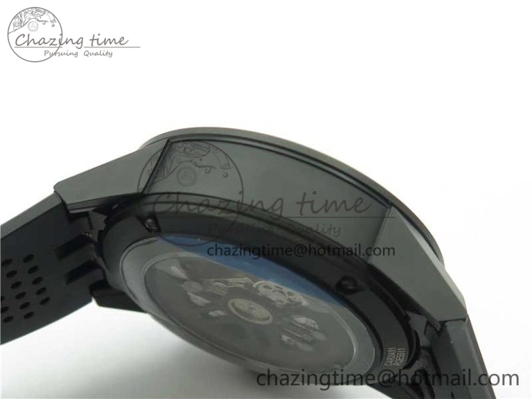 QuickDry Calibre Heuer 01 Chrono 43mm Ceramic XF 1:1 Best Edition Skeleton Dial on Black Rubber Strap A 9678