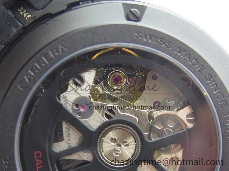 QuickDry Calibre Heuer 01 Chrono 43mm Ceramic XF 1:1 Best Edition Skeleton Dial on Black Rubber Strap A 9678