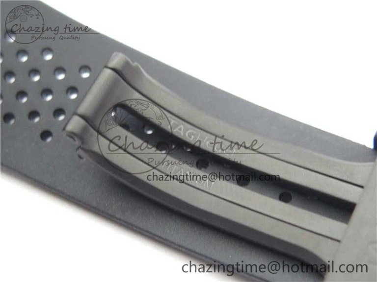 QuickDry Calibre Heuer 01 Chrono 43mm Ceramic XF 1:1 Best Edition Skeleton Dial on Black Rubber Strap A 9678