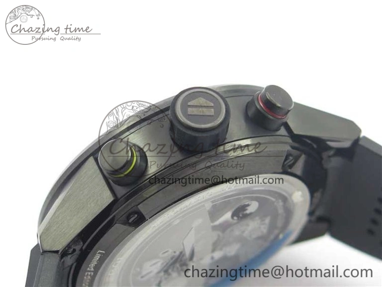 ModernLook Calibre Heuer 01 Chrono 43mm PVD XF 1:1 Best Edition Gray Dial on Black Rubber Strap A 9674