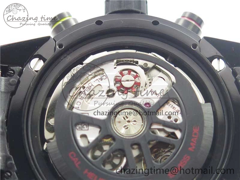 ModernLook Calibre Heuer 01 Chrono 43mm PVD XF 1:1 Best Edition Gray Dial on Black Rubber Strap A 9674