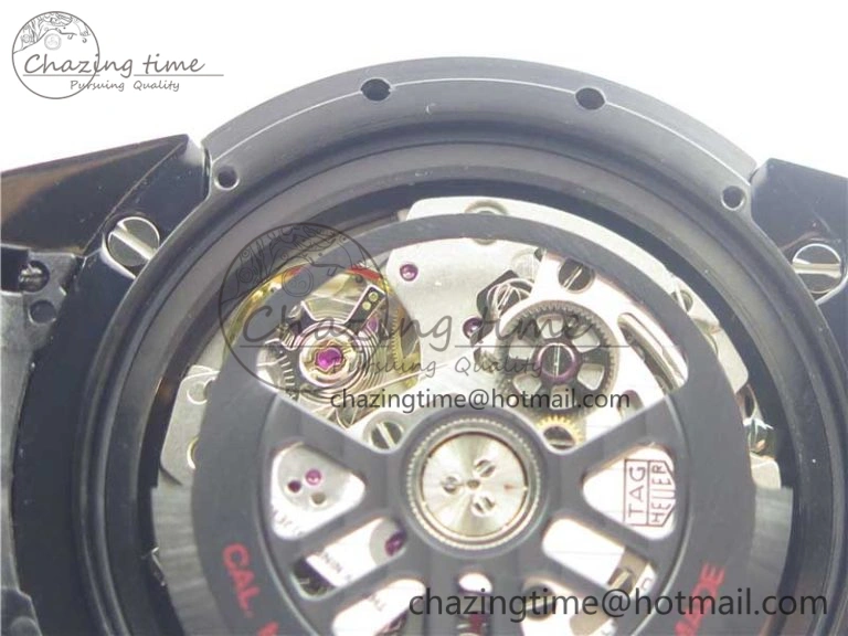 ModernLook Calibre Heuer 01 Chrono 43mm PVD XF 1:1 Best Edition Gray Dial on Black Rubber Strap A 9674