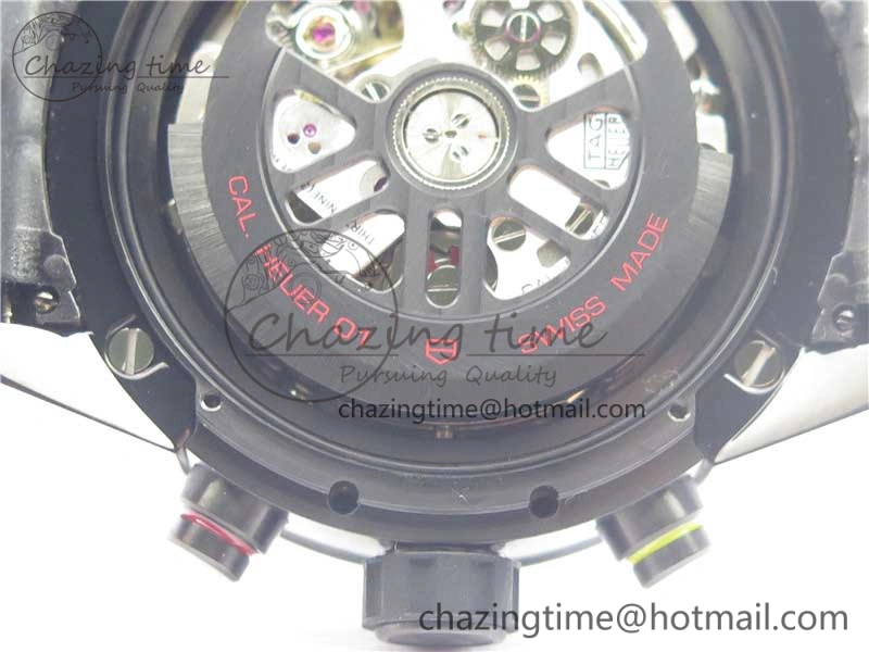 ModernLook Calibre Heuer 01 Chrono 43mm PVD XF 1:1 Best Edition Gray Dial on Black Rubber Strap A 9674