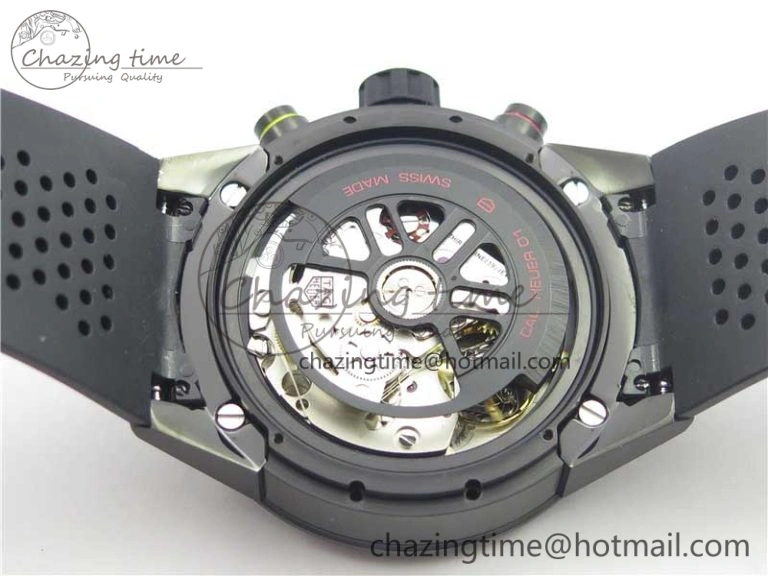 ModernLook Calibre Heuer 01 Chrono 43mm PVD XF 1:1 Best Edition Gray Dial on Black Rubber Strap A 9674