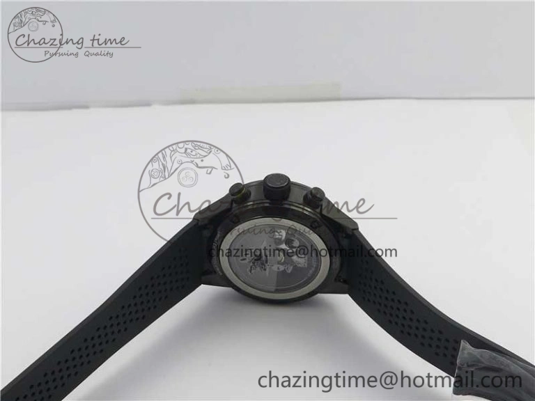 ModernLook Calibre Heuer 01 Chrono 43mm PVD XF 1:1 Best Edition Gray Dial on Black Rubber Strap A 9674