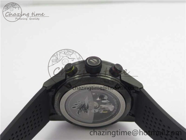 ModernLook Calibre Heuer 01 Chrono 43mm PVD XF 1:1 Best Edition Gray Dial on Black Rubber Strap A 9674