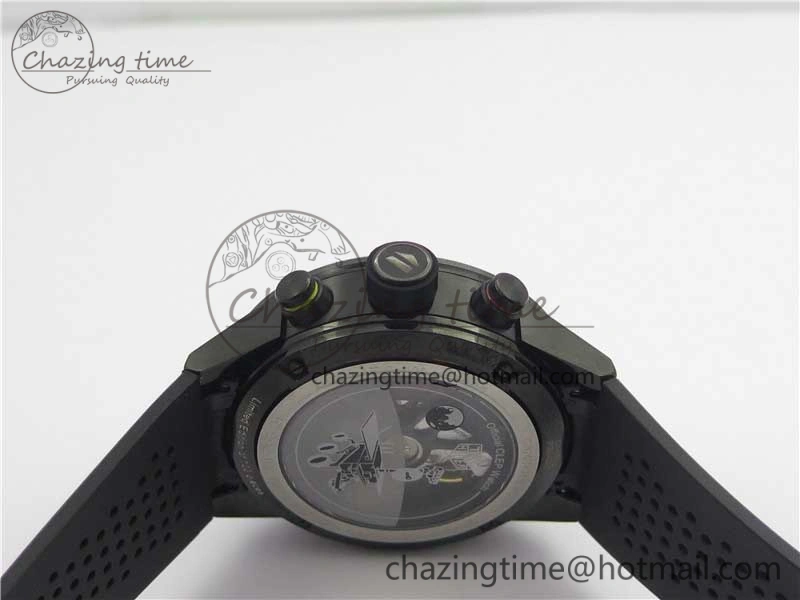 ModernLook Calibre Heuer 01 Chrono 43mm PVD XF 1:1 Best Edition Gray Dial on Black Rubber Strap A 9674