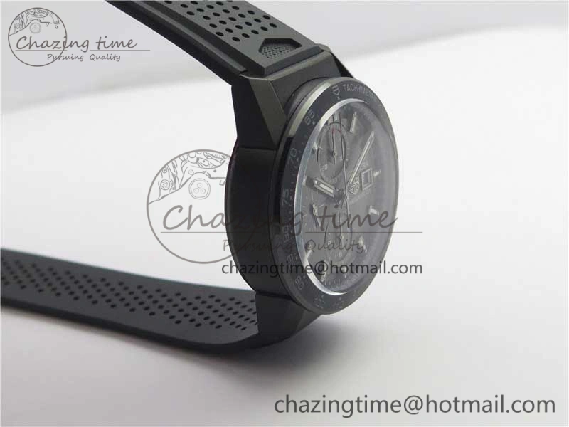ModernLook Calibre Heuer 01 Chrono 43mm PVD XF 1:1 Best Edition Gray Dial on Black Rubber Strap A 9674