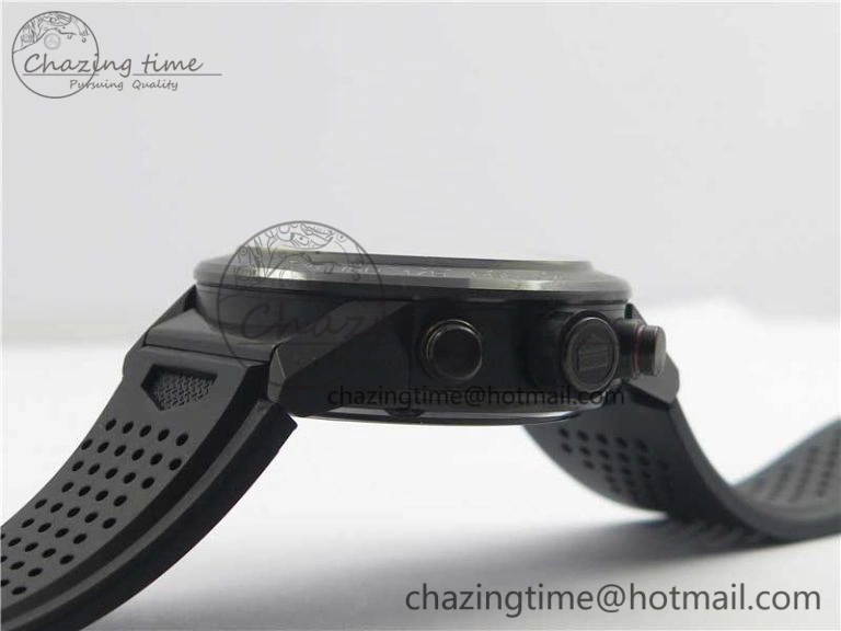 ModernLook Calibre Heuer 01 Chrono 43mm PVD XF 1:1 Best Edition Gray Dial on Black Rubber Strap A 9674