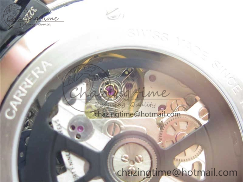 Calibre Heuer 01 Chrono 43mm SS XF 1:1 Best Edition Skeleton Dial Red Hand on Black Rubber Strap A WellDesigned 9665