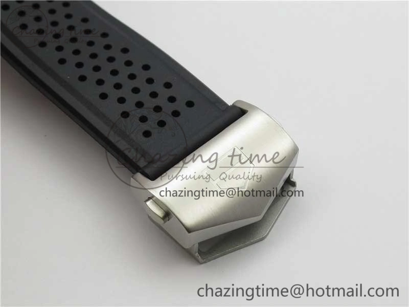 Calibre Heuer 01 Chrono 43mm SS XF 1:1 Best Edition Skeleton Dial Red Hand on Black Rubber Strap A WellDesigned 9665