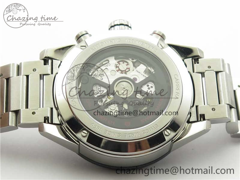 Calibre Heuer 01 Chrono 43mm SS XF 1:1 Best Edition Skeleton Dial Red Hand on SS Bracelet A ZeroBulk 9680