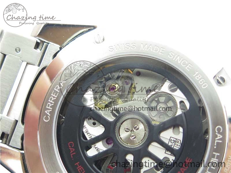 Calibre Heuer 01 Chrono 43mm SS XF 1:1 Best Edition Skeleton Dial Red Hand on SS Bracelet A ZeroBulk 9680
