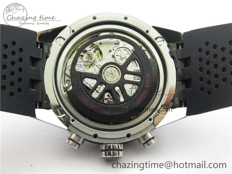 Sporty Calibre Heuer 01 Chrono SS XF 1:1 Best Edition Black Dial on Black Rubber Strap A 9666